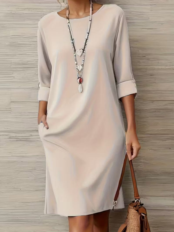Minimalist Solid Midi Dress