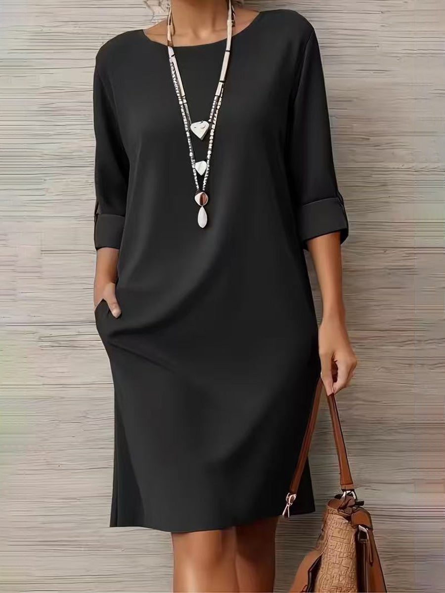 Minimalist Solid Midi Dress