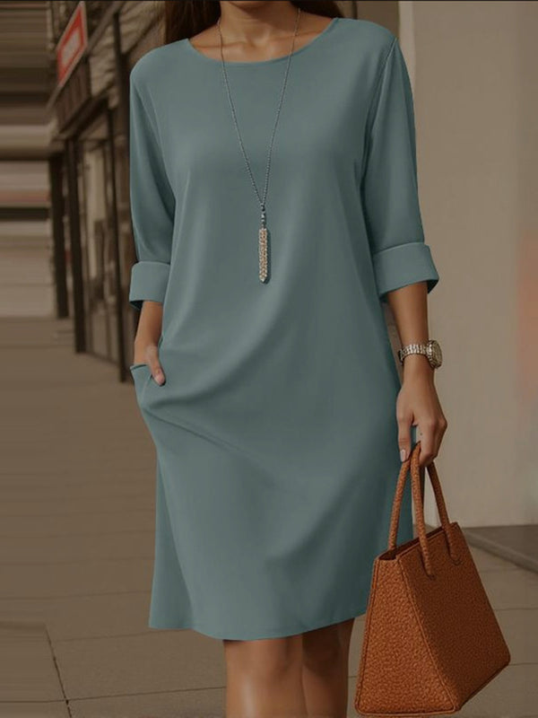 Minimalist Solid Midi Dress