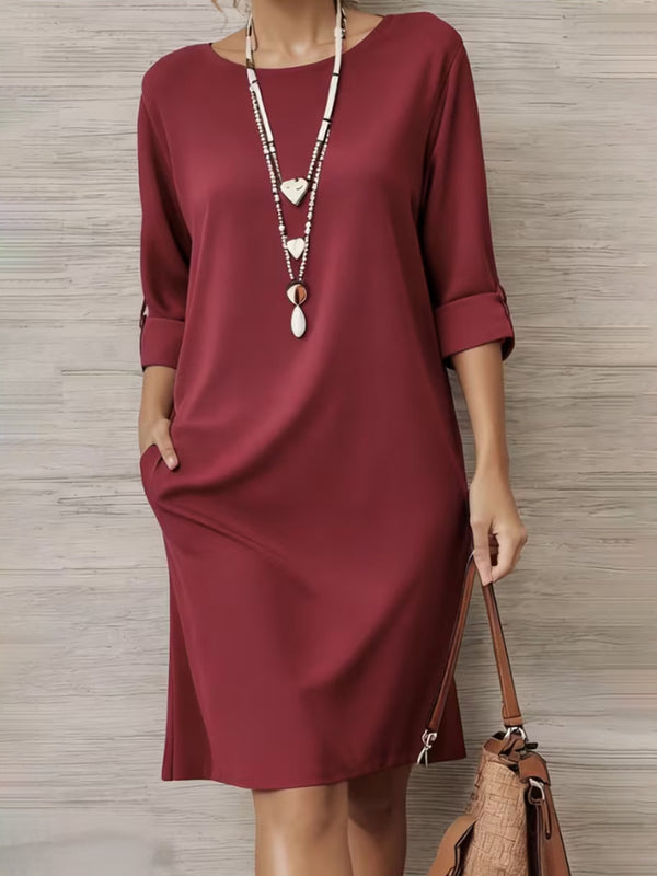 Minimalist Solid Midi Dress