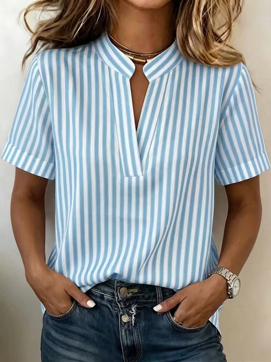 Minimalist Striped Short Sleeve Top