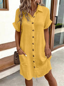 Minimalist Button Front Midi Dress