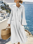 Minimalist Cotton-Linen Pocket Maxi Dress