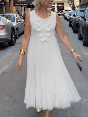 Minimalist Crew Neck Top & Mesh Maxi Dress Set