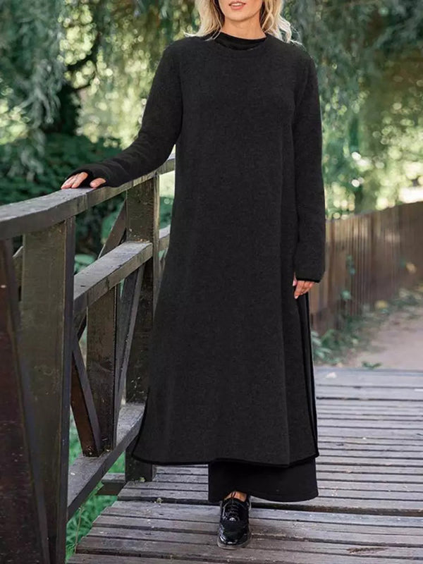 Minimalist Knit-Edge Casual Dress