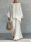 Minimalist Linen Wide-Leg Pants Set