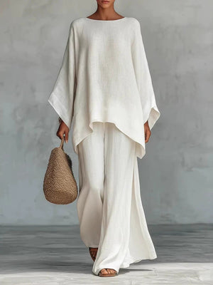 Minimalist Linen Wide-Leg Pants Set