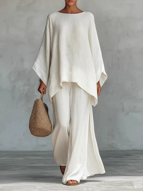 Minimalist Linen Wide-Leg Pants Set