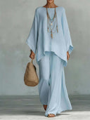 Minimalist Linen Wide-Leg Pants Set
