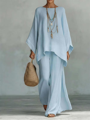 Minimalist Linen Wide-Leg Pants Set