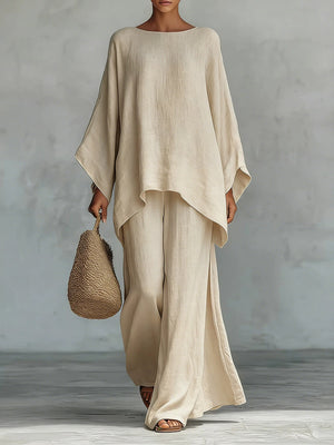 Minimalist Linen Wide-Leg Pants Set