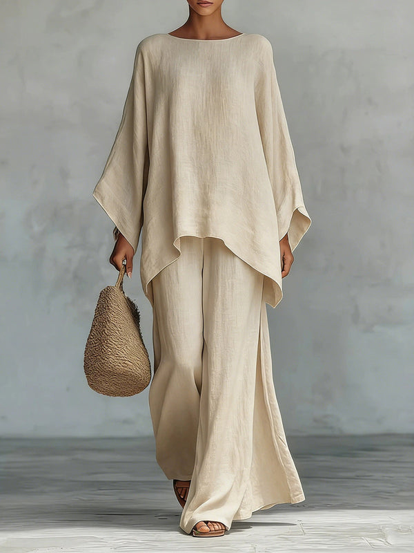 Minimalist Linen Wide-Leg Pants Set