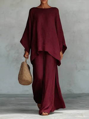 Minimalist Linen Wide-Leg Pants Set