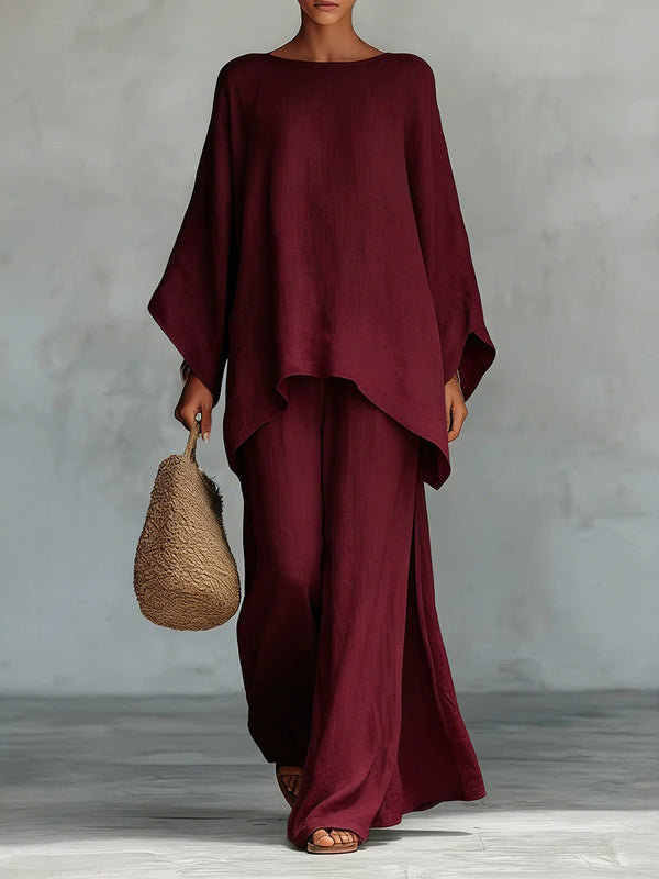 Minimalist Linen Wide-Leg Pants Set