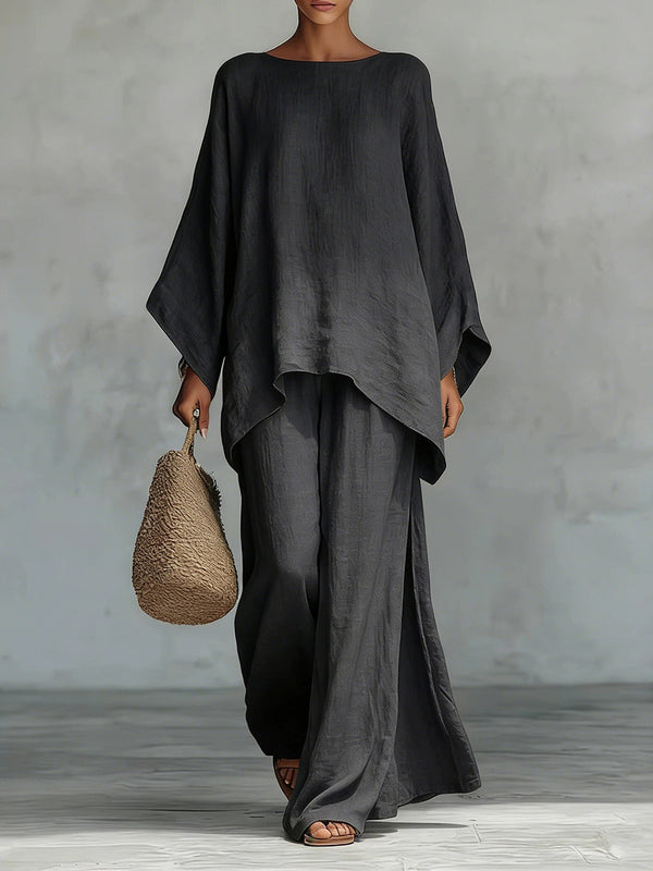Minimalist Linen Wide-Leg Pants Set