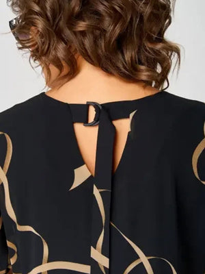 Minimalist V-Neck Black Chiffon Dress