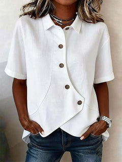 Modern Asymmetrical Short-Sleeve Blouse