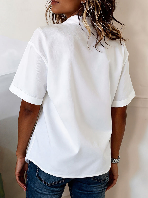 Modern Asymmetrical Short-Sleeve Blouse