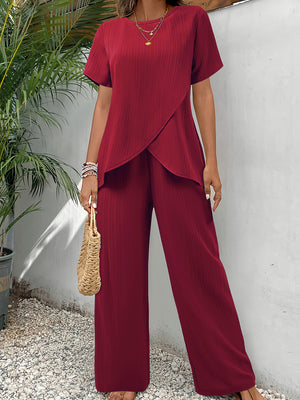 Modern Asymmetrical Short Sleeve Set
