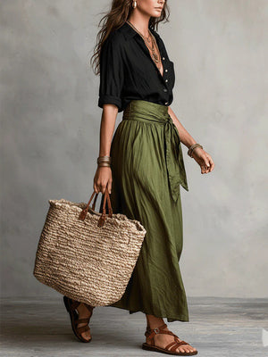 Modern Color Block Top & Skirt Set