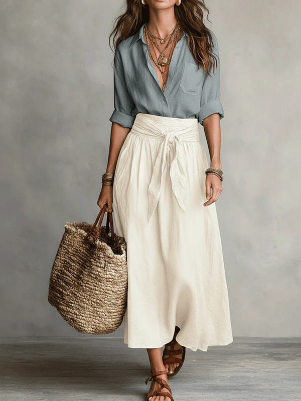 Modern Color Block Top & Skirt Set