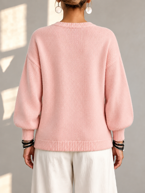 Modern Asymmetric Button Knit Sweater