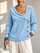 Modern Asymmetric Button Knit Sweater