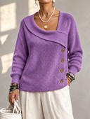 Modern Asymmetric Button Knit Sweater