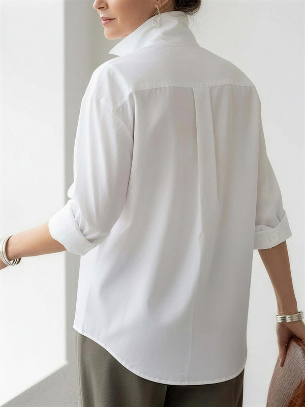 Modern Button Detail Long Sleeve Blouse