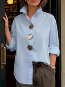 Modern Button Detail Long Sleeve Blouse