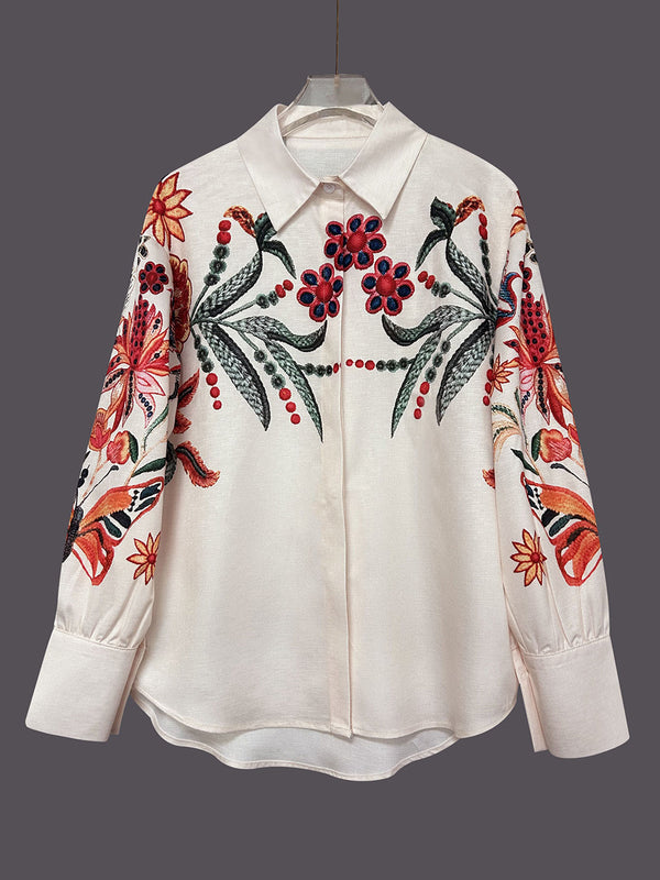 Modern Casual Print Long Sleeve Blouse