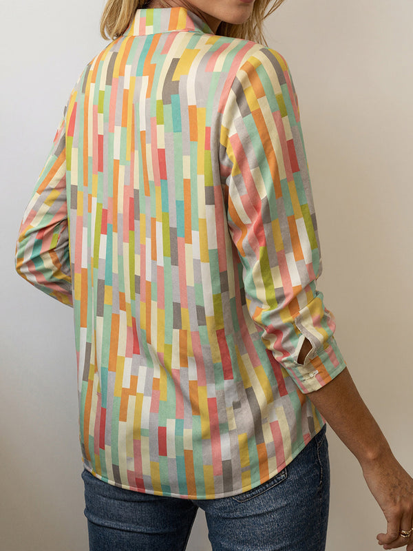 Modern Geometric V-Neck Printed Top