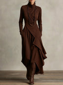 Modern High-Neck Asymmetric Silhouette Dress
