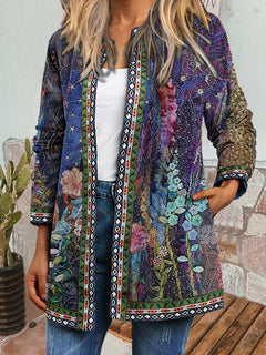 Veste décontractée à manches longues imprimée florale