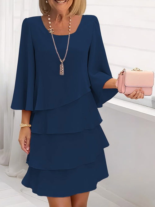 Elegant Tiered 3/4 Sleeve Dress