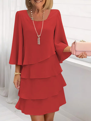 Elegant Tiered 3/4 Sleeve Dress