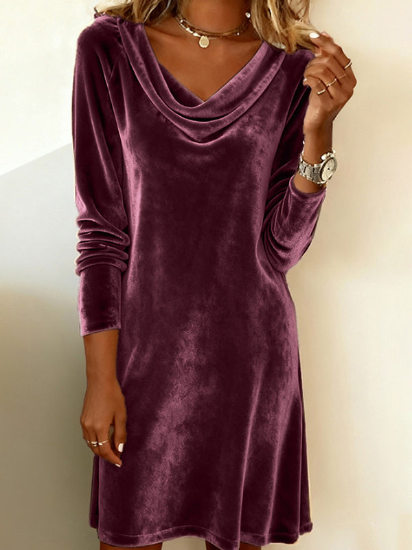 Long-Sleeved Sexy Velvet Dress