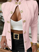 Versatile Stand Collar Long Sleeve Button Jacket