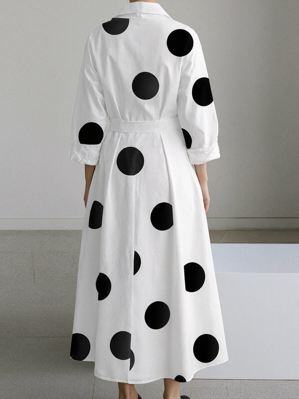 Polished Long-Sleeve Printed V-Neck Dress