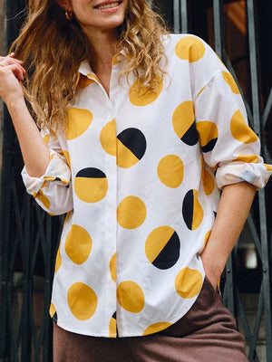 Polka Dot Bell-Sleeve Elegant Top