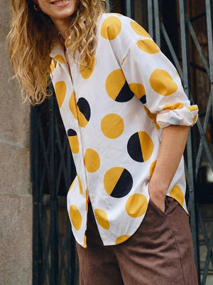 Polka Dot Bell-Sleeve Elegant Top
