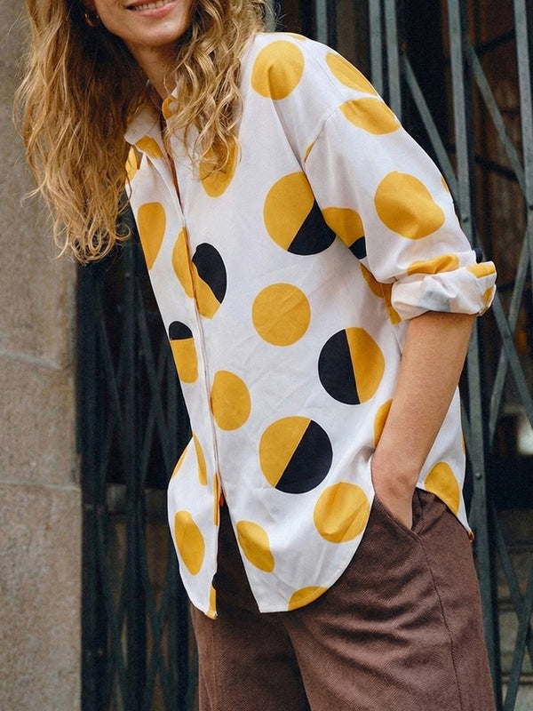Polka Dot Bell-Sleeve Elegant Top