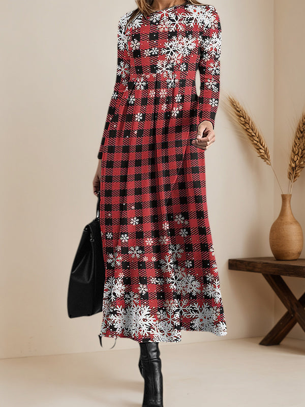 Printed Long-Sleeve Fitted Dress