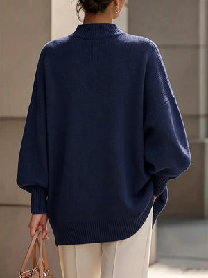 Refined Asymmetric Hem Knit Sweater
