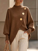 Refined Asymmetric Hem Knit Sweater
