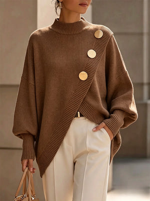 Refined Asymmetric Hem Knit Sweater