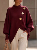 Refined Asymmetric Hem Knit Sweater