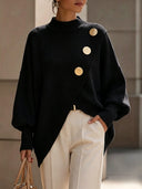 Refined Asymmetric Hem Knit Sweater