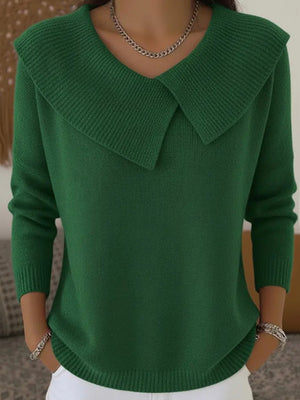 Refined Collar Long Sleeve Knit Top