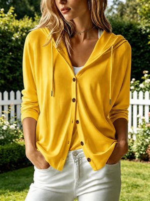Relaxed Hooded Button-Up Cardigan